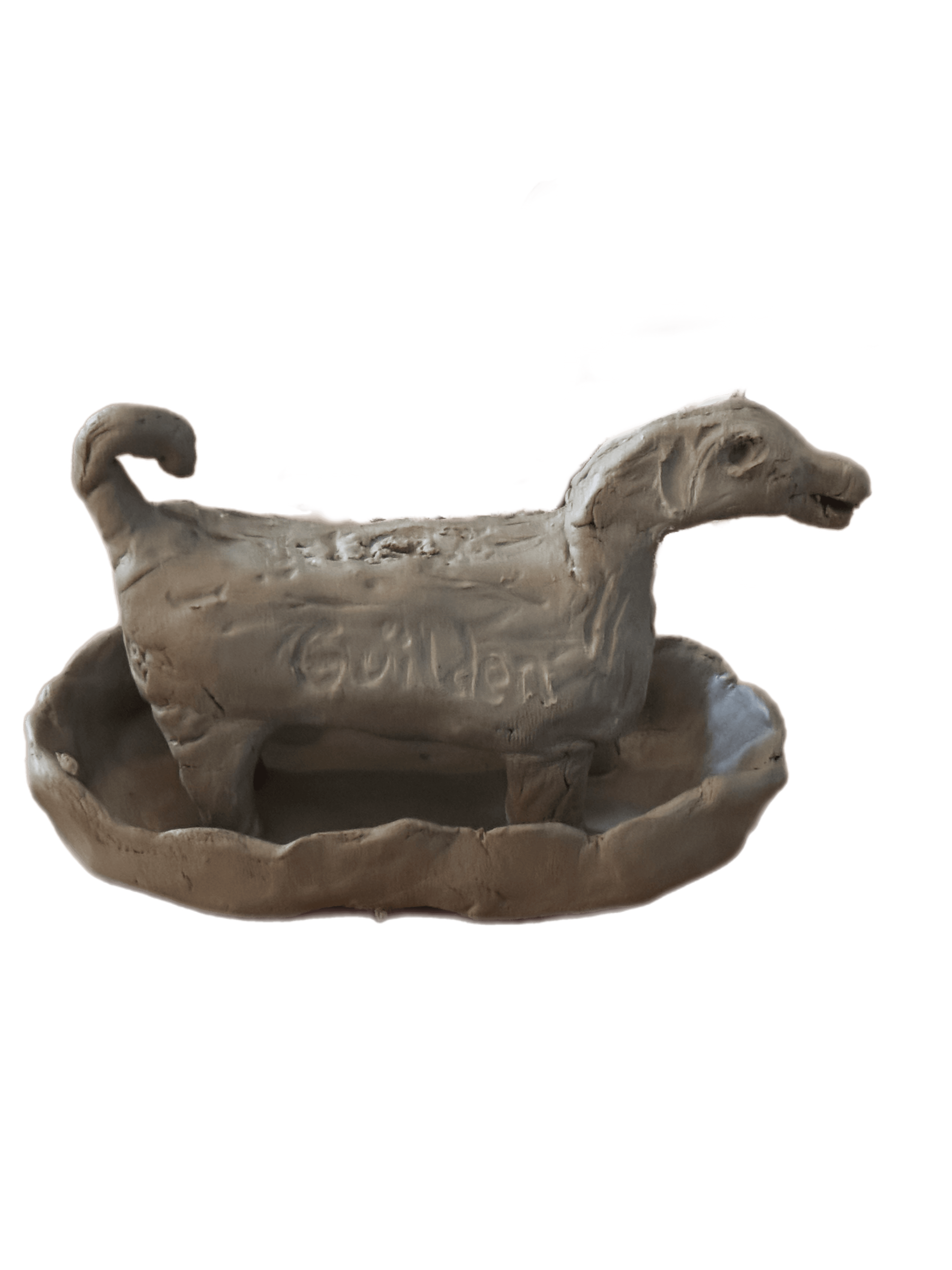 Clay dog dish