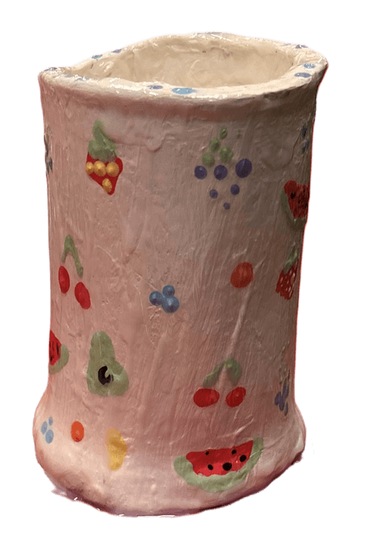 Clay fruit vase