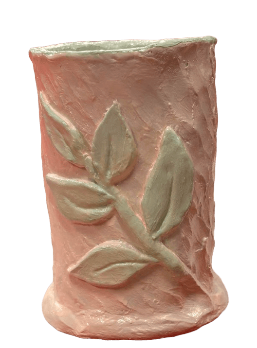 Clay leaf vase